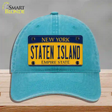 Staten Island New York Novelty License Plate Hat Unconstructed Cotton / Lake Blue