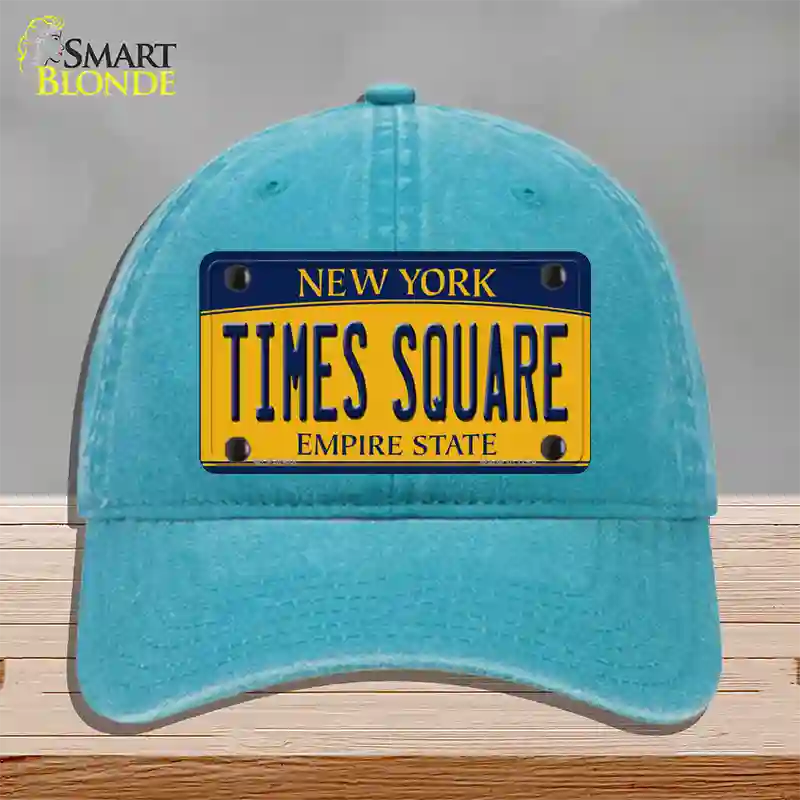 Times Square New York Novelty License Plate Hat Unconstructed Cotton / Lake Blue