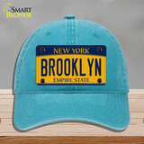 Brooklyn New York Novelty License Plate Hat Unconstructed Cotton / Lake Blue