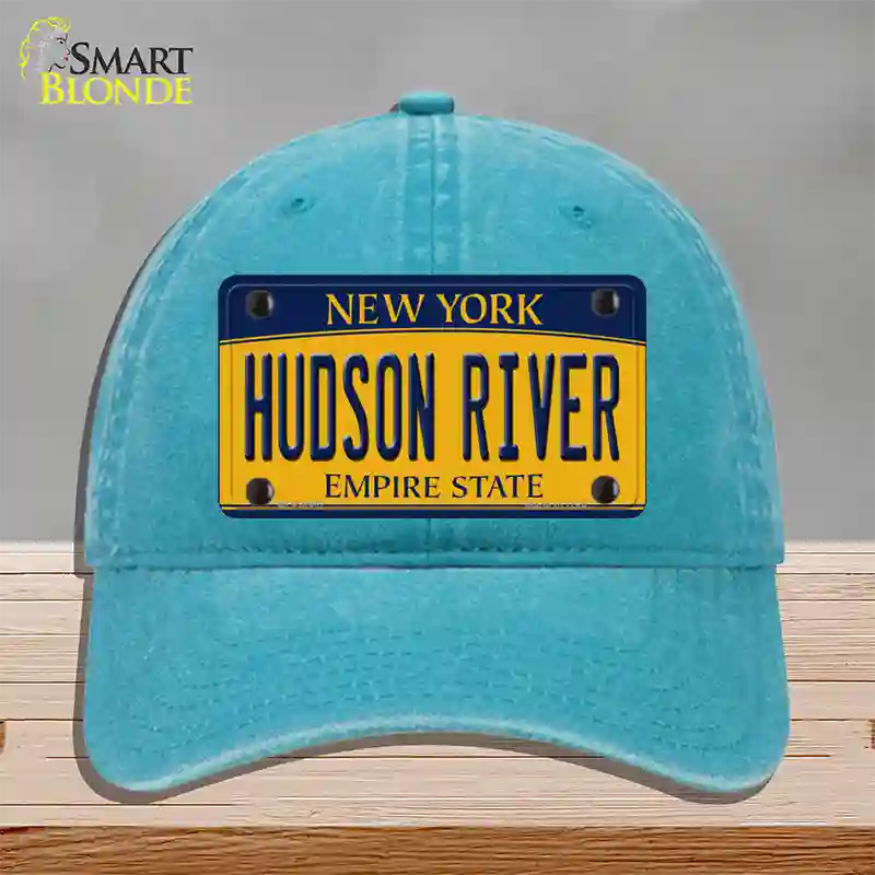 Hudson River New York Novelty License Plate Hat Unconstructed Cotton / Lake Blue