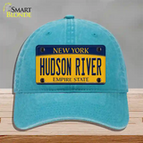 Hudson River New York Novelty License Plate Hat Unconstructed Cotton / Lake Blue