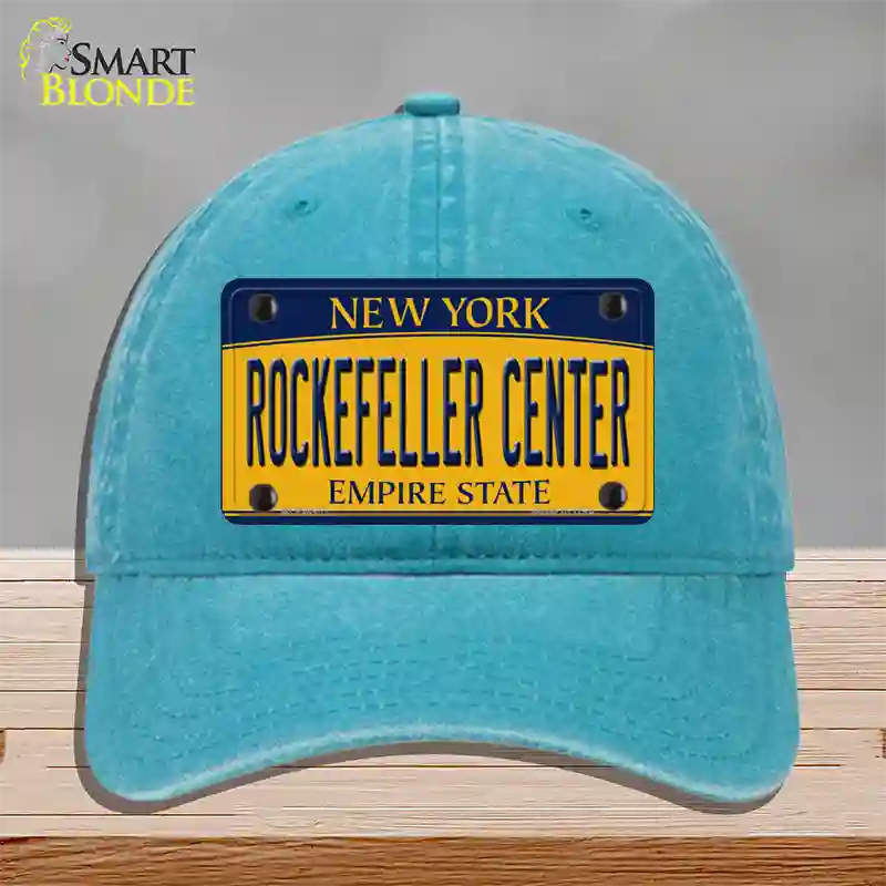 Rockefeller Center New York Novelty License Plate Hat Unconstructed Cotton / Lake Blue