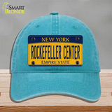 Rockefeller Center New York Novelty License Plate Hat Unconstructed Cotton / Lake Blue