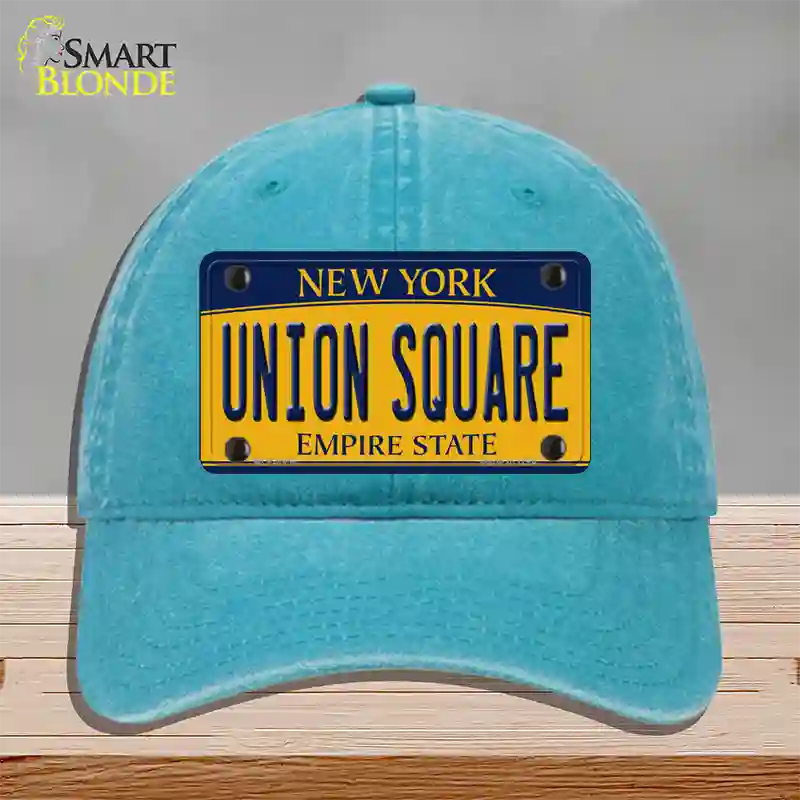 Union Square New York Novelty License Plate Hat Unconstructed Cotton / Lake Blue