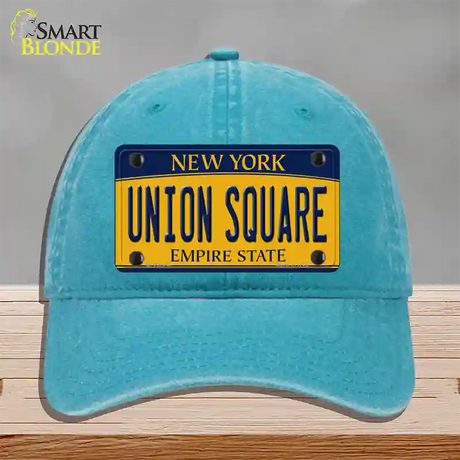 Union Square New York Novelty License Plate Hat Unconstructed Cotton / Lake Blue