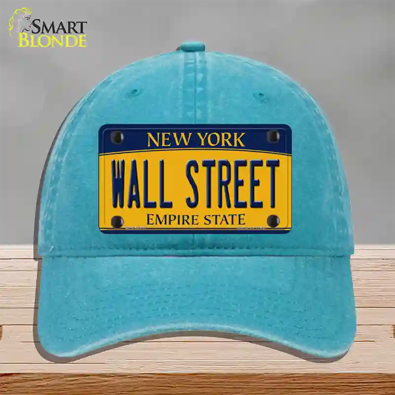 Wall Street New York Novelty License Plate Hat Unconstructed Cotton / Lake Blue