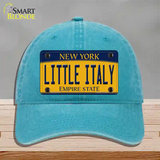 Little Italy New York Novelty License Plate Hat Unconstructed Cotton / Lake Blue