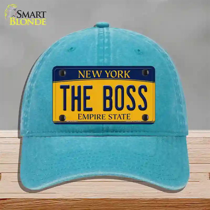 The Boss New York Novelty License Plate Hat Unconstructed Cotton / Lake Blue