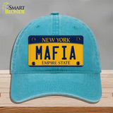 Mafia Yellow New York Novelty License Plate Hat Unconstructed Cotton / Lake Blue