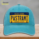 Pastrami New York Novelty License Plate Hat Unconstructed Cotton / Lake Blue