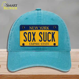 Sox Suck New York Novelty License Plate Hat Unconstructed Cotton / Lake Blue