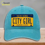 City Girl New York Novelty License Plate Hat Unconstructed Cotton / Lake Blue