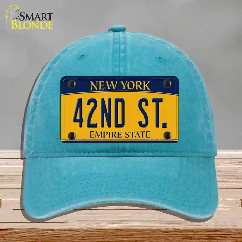 42nd St New York Novelty License Plate Hat Unconstructed Cotton / Lake Blue