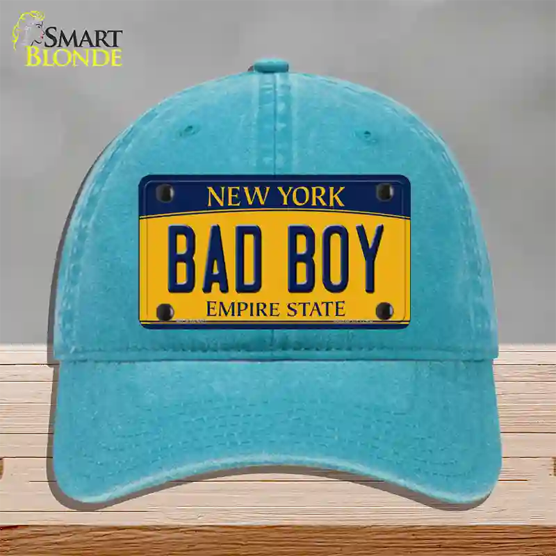 Bad Boy New York Novelty License Plate Hat Unconstructed Cotton / Lake Blue