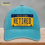 Retired New York Novelty License Plate Hat Unconstructed Cotton / Lake Blue