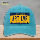 Art Lvr New York Novelty License Plate Hat Unconstructed Cotton / Lake Blue