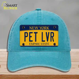 Pet Lvr New York Novelty License Plate Hat Unconstructed Cotton / Lake Blue