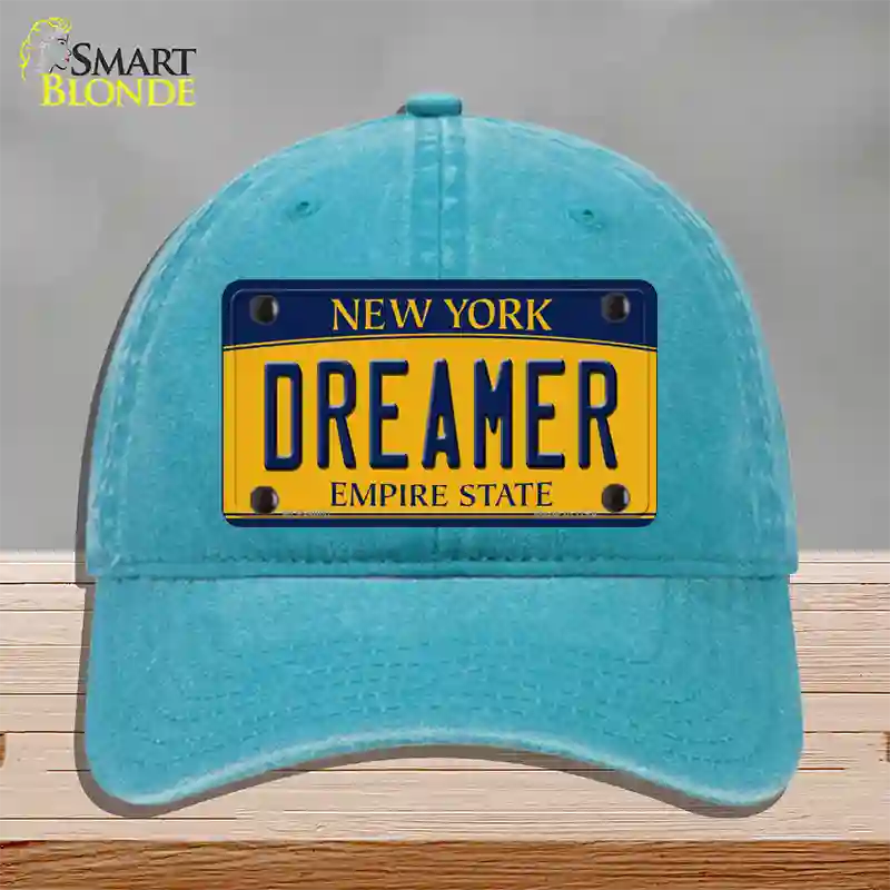 Dreamer New York Novelty License Plate Hat Unconstructed Cotton / Lake Blue