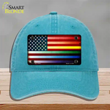 American Flag Rainbow Novelty License Plate Hat Unconstructed Cotton / Lake Blue