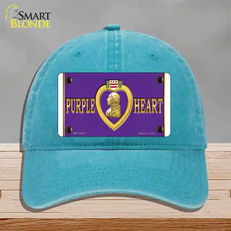 Purple Heart Novelty License Plate Hat Unconstructed Cotton / Lake Blue