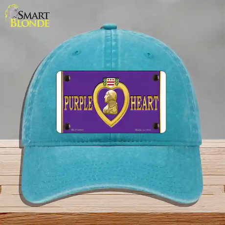 Purple Heart Novelty License Plate Hat Unconstructed Cotton / Lake Blue