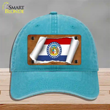 Missouri Flag Scroll Novelty License Plate Hat Unconstructed Cotton / Lake Blue