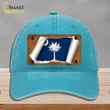 South Carolina Flag Scroll Novelty License Plate Hat Unconstructed Cotton / Lake Blue