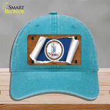 Virginia Flag Scroll Novelty License Plate Hat Unconstructed Cotton / Lake Blue