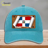 Dominican Republic Flag Scroll Novelty License Plate Hat Unconstructed Cotton / Lake Blue