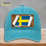 Sweden Flag Scroll Novelty License Plate Hat Unconstructed Cotton / Lake Blue