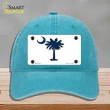 South Carolina White State Flag Novelty License Plate Hat Unconstructed Cotton / Lake Blue