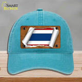 Thailand Flag Scroll Novelty License Plate Hat Unconstructed Cotton / Lake Blue