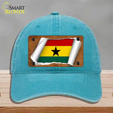 Ghana Flag Scroll Novelty License Plate Hat Unconstructed Cotton / Lake Blue