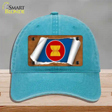 Asean Flag Scroll Novelty License Plate Hat Unconstructed Cotton / Lake Blue