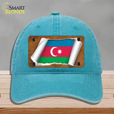 Azerbaijan Flag Scroll Novelty License Plate Hat Unconstructed Cotton / Lake Blue