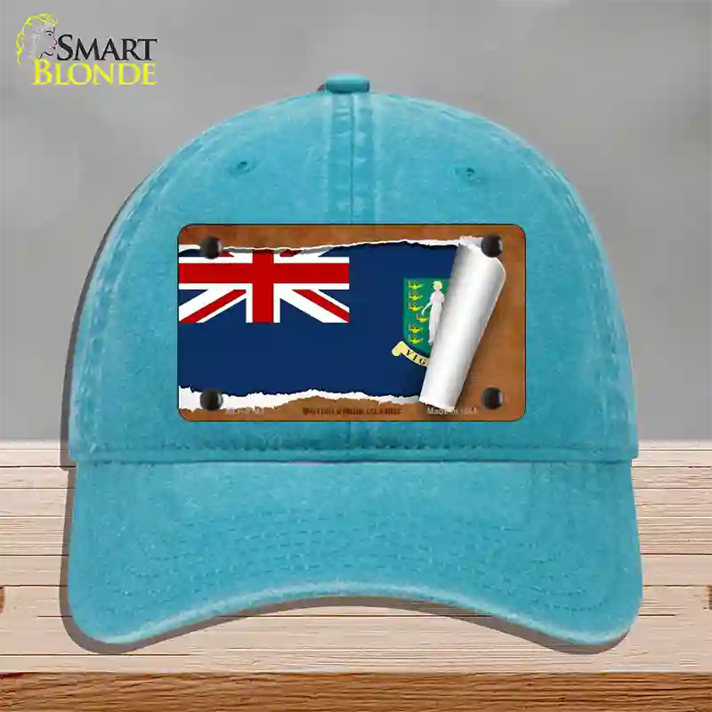 British Virgin Island Flag Scroll Novelty License Plate Hat Unconstructed Cotton / Lake Blue