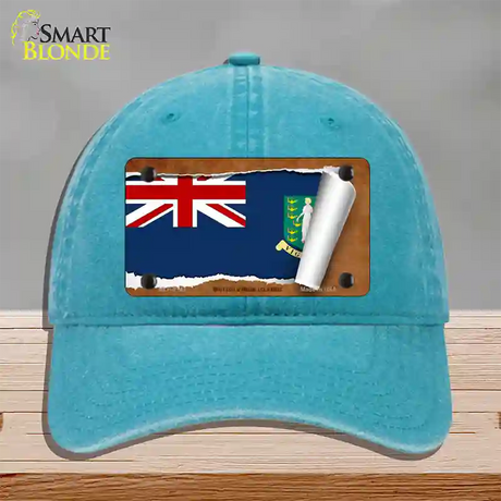 British Virgin Island Flag Scroll Novelty License Plate Hat Unconstructed Cotton / Lake Blue