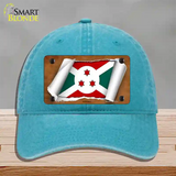 Burundi Flag Scroll Novelty License Plate Hat Unconstructed Cotton / Lake Blue