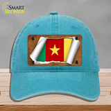 Cameroon Flag Scroll Novelty License Plate Hat Unconstructed Cotton / Lake Blue