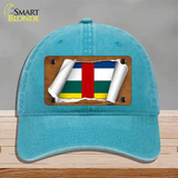 Central African Republic Flag Scroll Novelty License Plate Hat Unconstructed Cotton / Lake Blue