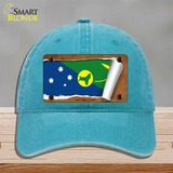 Christmas Islands Flag Scroll Novelty License Plate Hat Unconstructed Cotton / Lake Blue