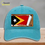 East Timor Flag Scroll Novelty License Plate Hat Unconstructed Cotton / Lake Blue