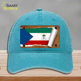 Equatorial Guinea Flag Scroll Novelty License Plate Hat Unconstructed Cotton / Lake Blue