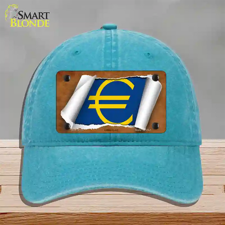 Euro Flag Scroll Novelty License Plate Hat Unconstructed Cotton / Lake Blue