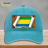 Gabon Flag Scroll Novelty License Plate Hat Unconstructed Cotton / Lake Blue