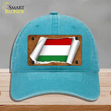 Hungary Flag Scroll Novelty License Plate Hat Unconstructed Cotton / Lake Blue