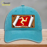 Isle of Man Flag Scroll Novelty License Plate Hat Unconstructed Cotton / Lake Blue