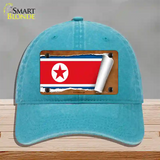 North Korea Flag Scroll Novelty License Plate Hat Unconstructed Cotton / Lake Blue