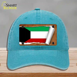 Kuwait Flag Scroll Novelty License Plate Hat Unconstructed Cotton / Lake Blue