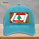 Lebanon Flag Scroll Novelty License Plate Hat Unconstructed Cotton / Lake Blue